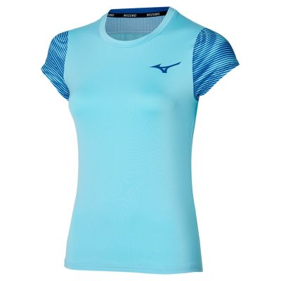 Camisa Mizuno Charge Printed Tee Mujer Turquesa Claro - Chile M452UFVEJN